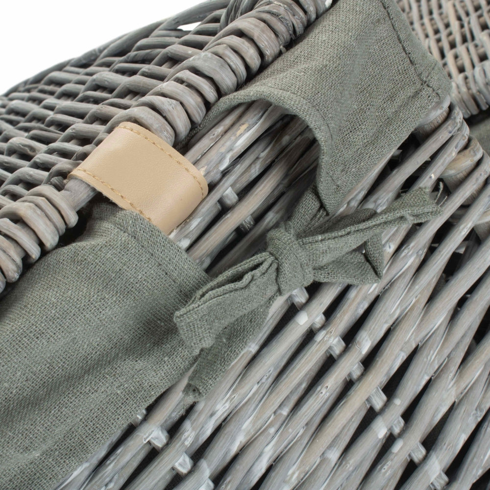 Grey Wash Square Laundry Basket With Grey Sage Lining | Small