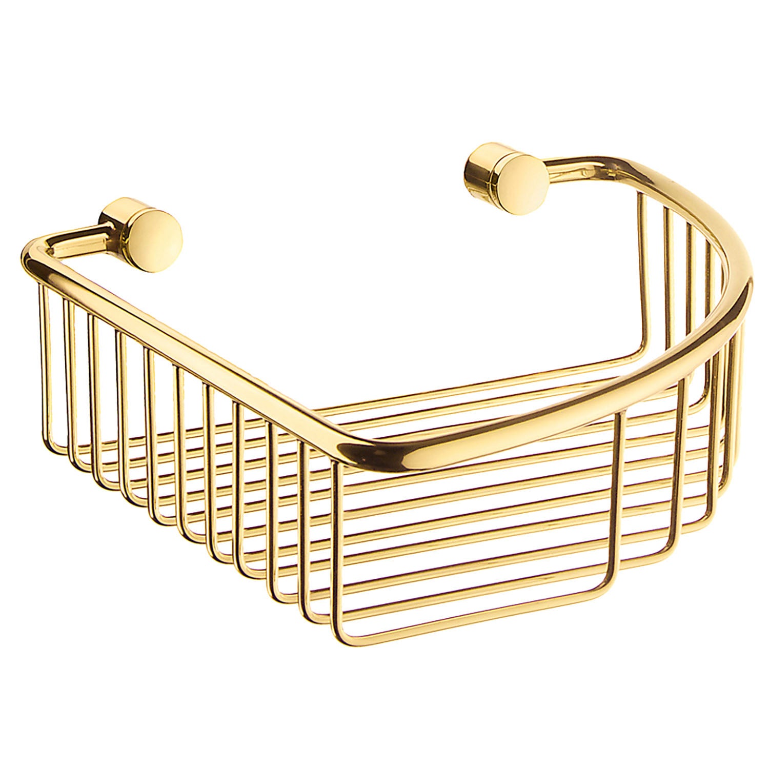 Corner Shower Basket Wall Mounted Soap Storage Caddy | Polished Brass