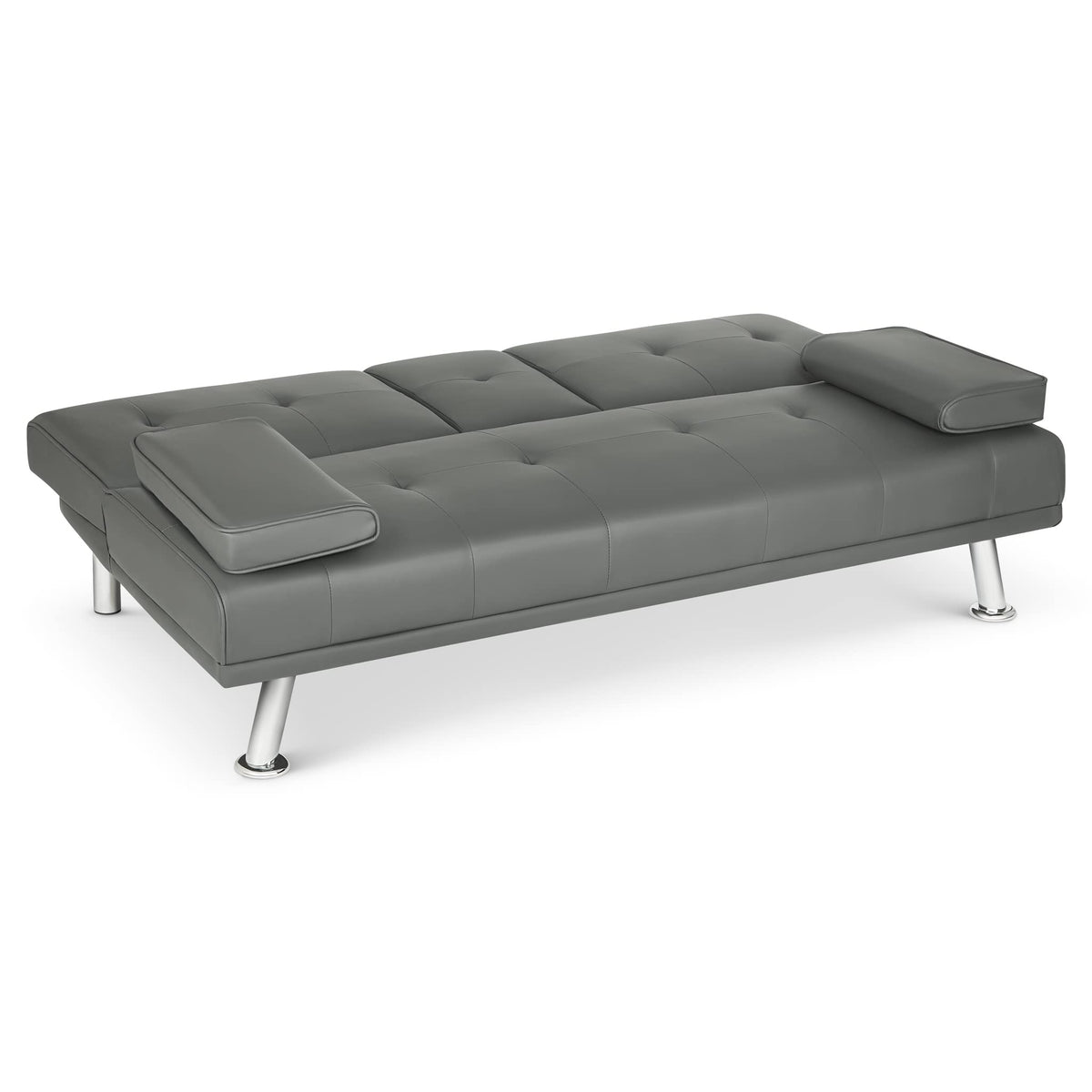 Manhattan Faux Leather Sofa Bed 2 Seater | Grey