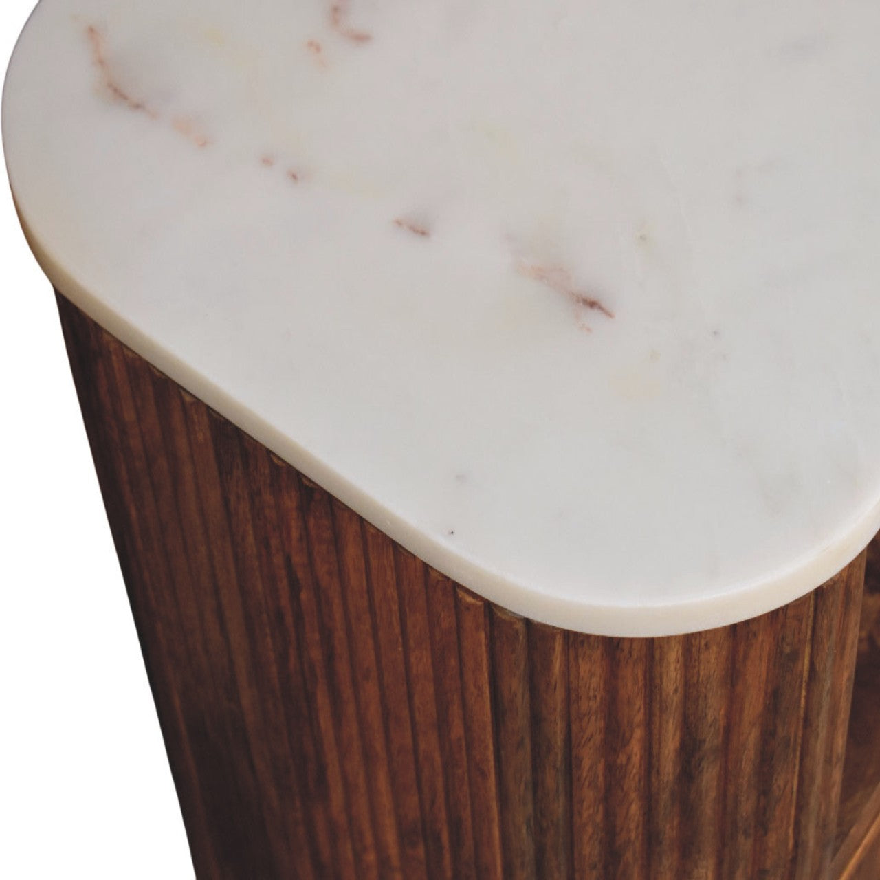 Beaumont Marble Bedside, 1 Drawer, 1 Open Shelf, White and Brown | 9 | Brown