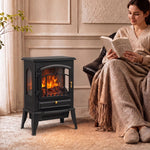 Electric Fireplace Stove With Realisric Log Flame Effect | Black