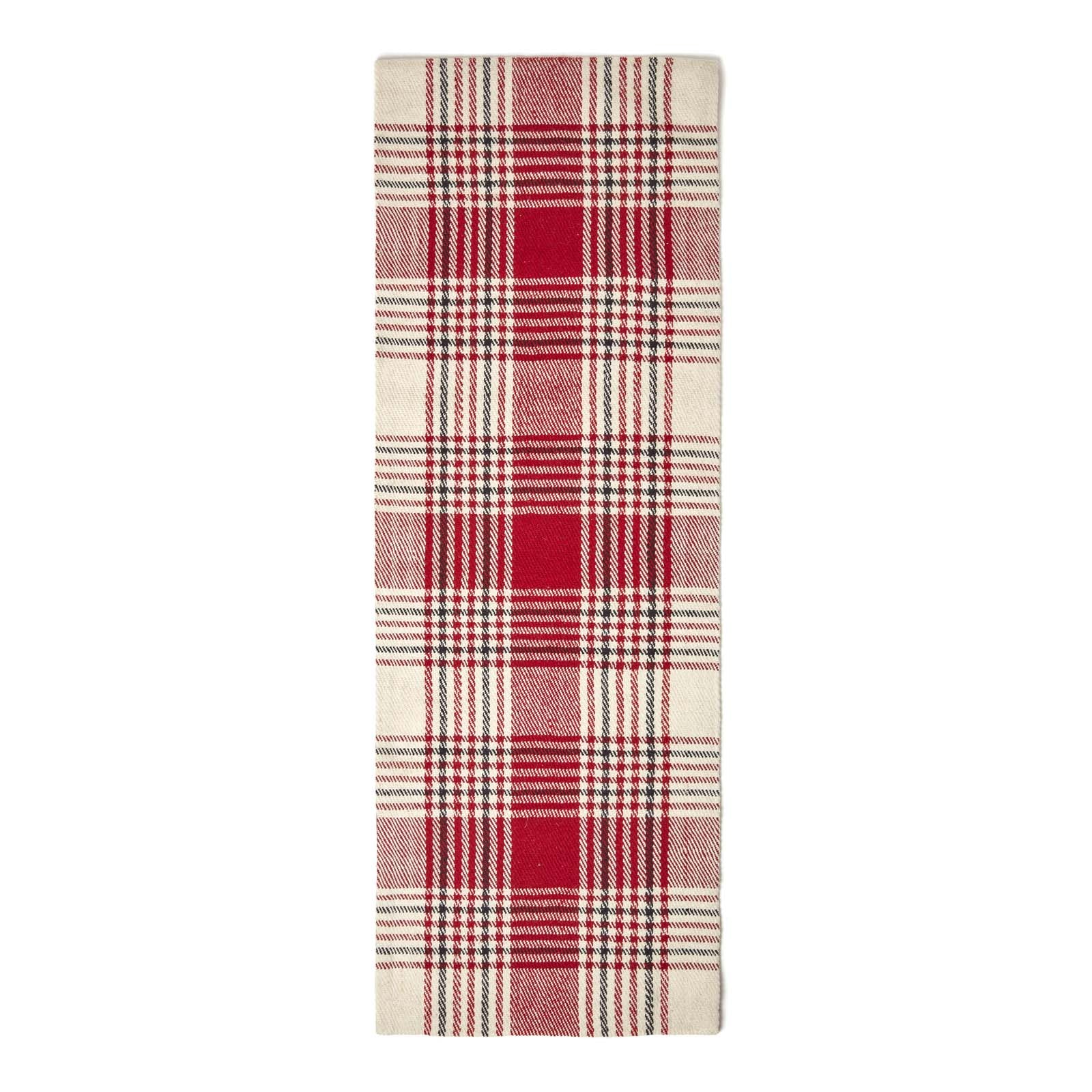 Tartan Check Non-slip 100% Wool Rug | 200cm | Red