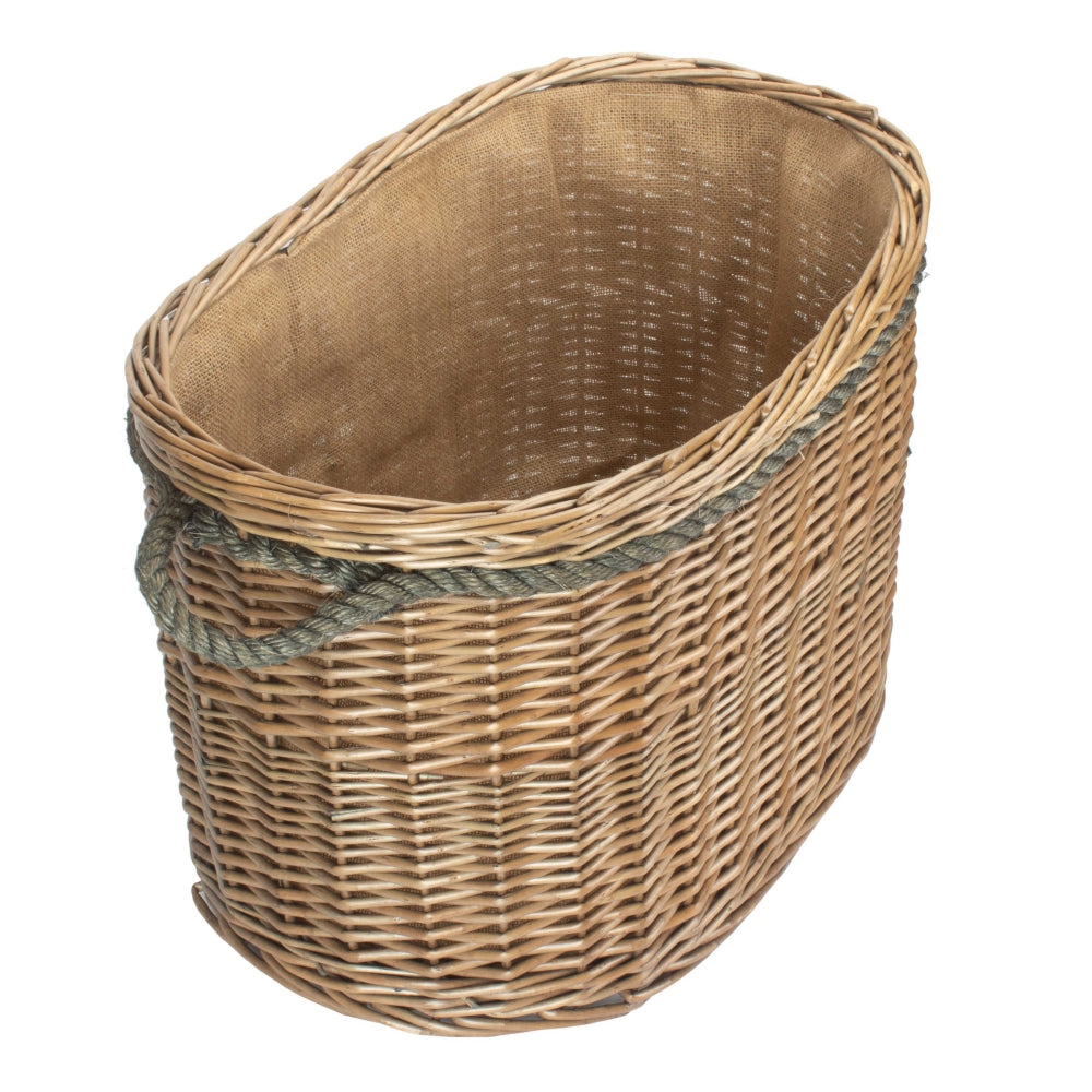 Wicker Oval Rope Handled Log Basket | Large | Brown