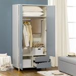 2 Door Wardrobe With Drawers Hanging Rail Shelves Bedroom | One Size