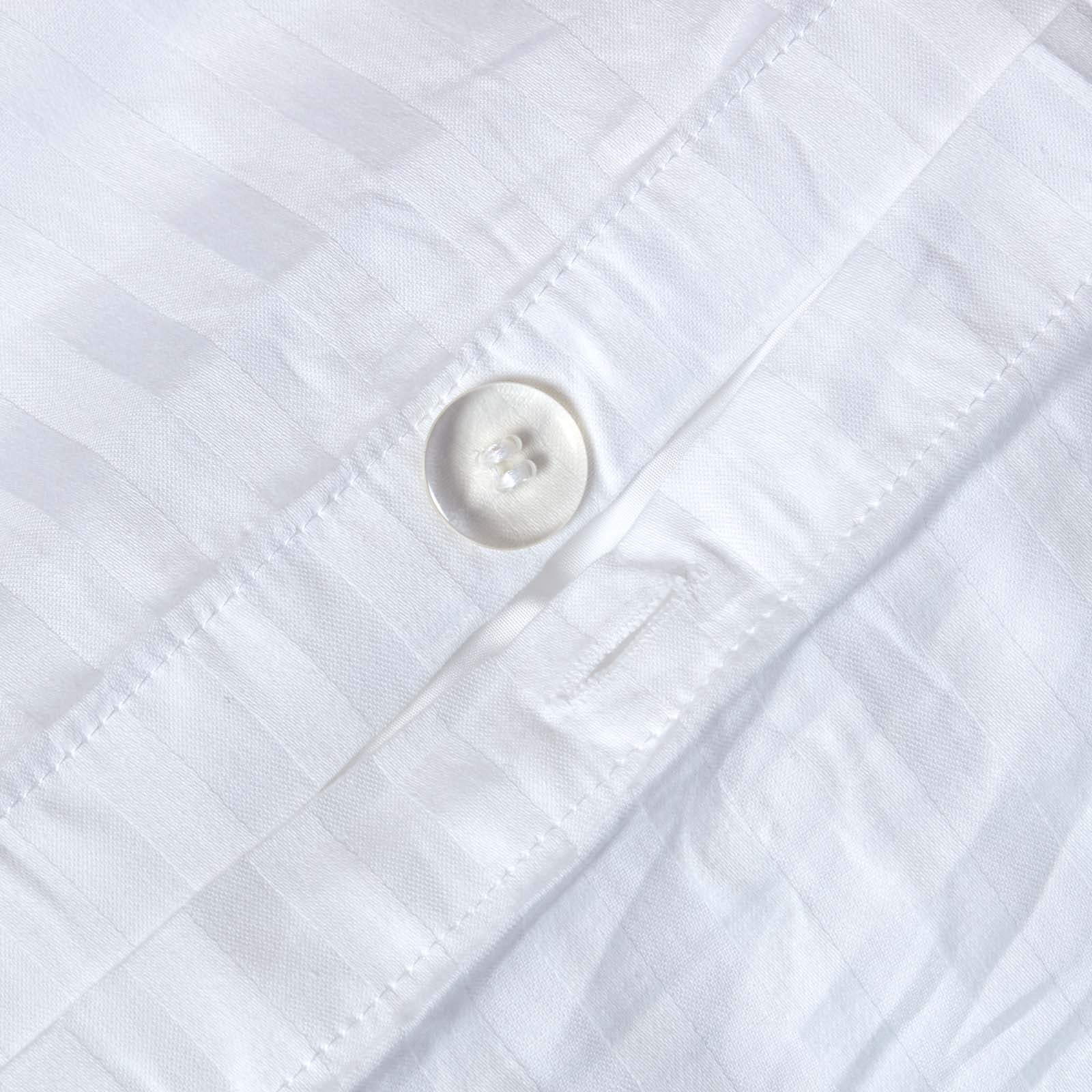 Egyptian Cotton Stripe Duvet Cover With Pillowcase, 330 Tc | Double | White