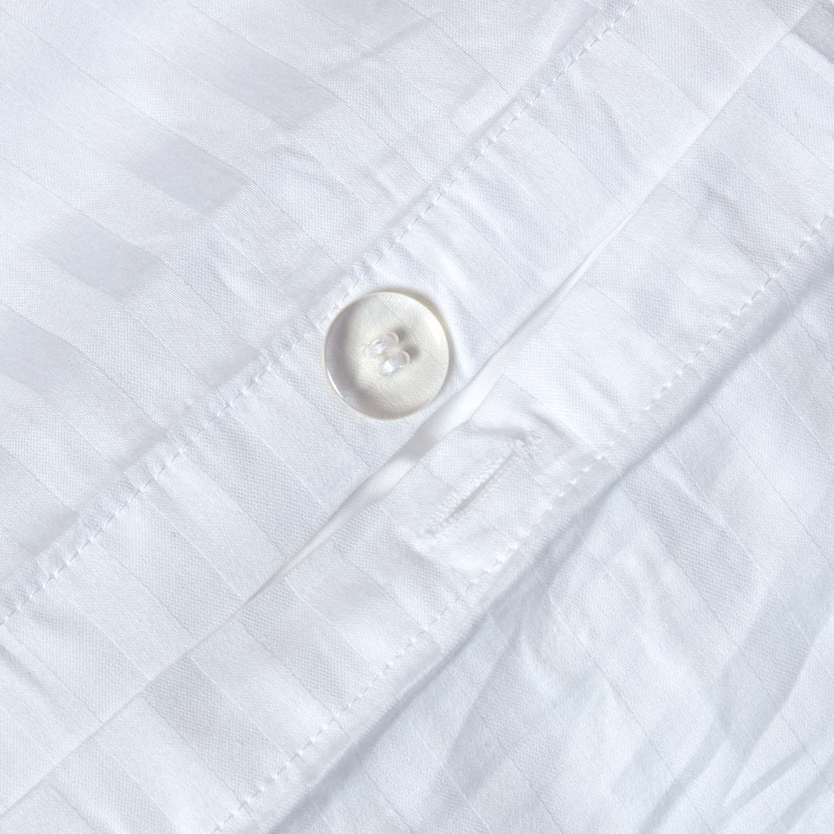Egyptian Cotton Stripe Duvet Cover With Pillowcase, 330 Tc | Single | White