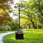 3-head Led Solar Light Lamp Street Light Post W/ Base