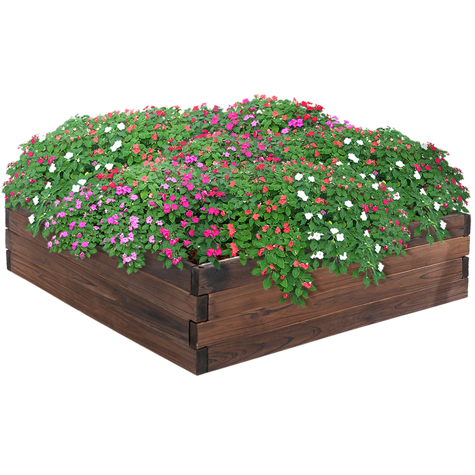 128l Garden Wooden Raised Bed Planter 80x80x22.5cm