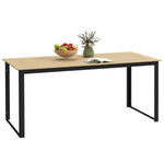 Garden Dining Table For 6 People W/ Slatted Table Top Metal