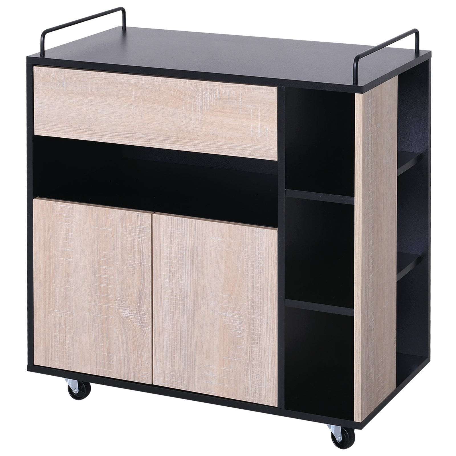 HOMCOM Rolling Kitchen Storage Trolley Cart Cupboard Island Shelves