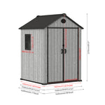 5.33 X 5.35ft  Garden Tool Shed With Apex Roof & Combination Lock – Grey Wood Grain Storage Shed With Window & Vents