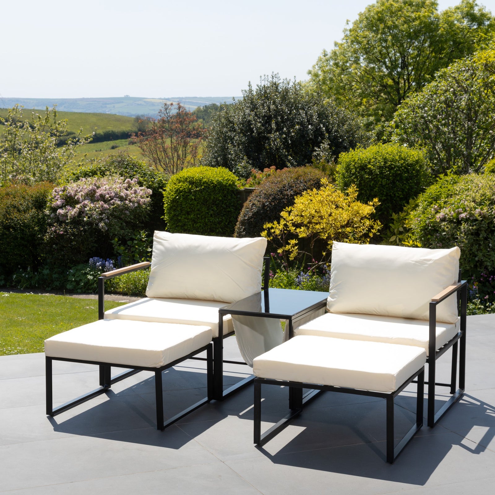 Serano Outdoor 2 Seat Sofa With Centre Table + Stools