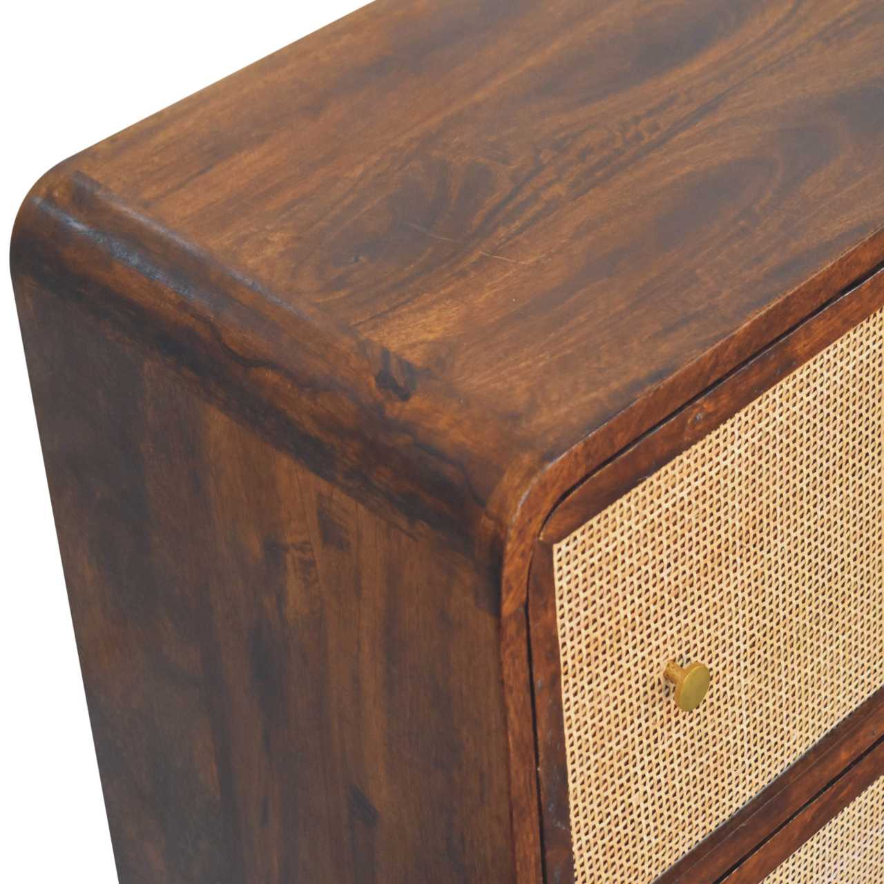 Chestnut Woven Chest, 3 Drawers, Woven Fronts, Brown