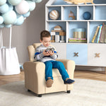 Kids Recliner Chair With Adjustable Backrest And Footrest, Beige