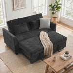 2 Seater Sofa Bed, 4-in-1 Convertible Pull Out Sleeper Sofa | Black