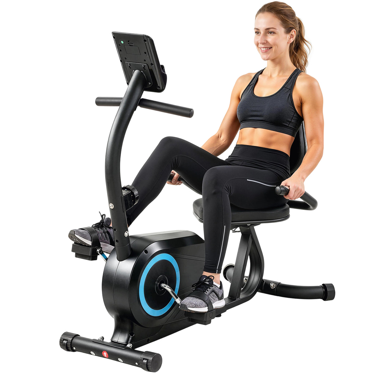 SPORTNOW Recumbent Exercise Bike With Bluetooth, App Connectivity, Wheels