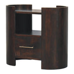 Valencia Bedside Table, 1 Drawer, 2 Open Shelves, Dark Brown | Brown