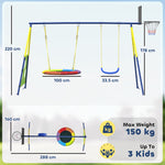 AIYAPLAY 4-in-1 Kids Swing Set With Swing, Basketball Hoop, Football Goal