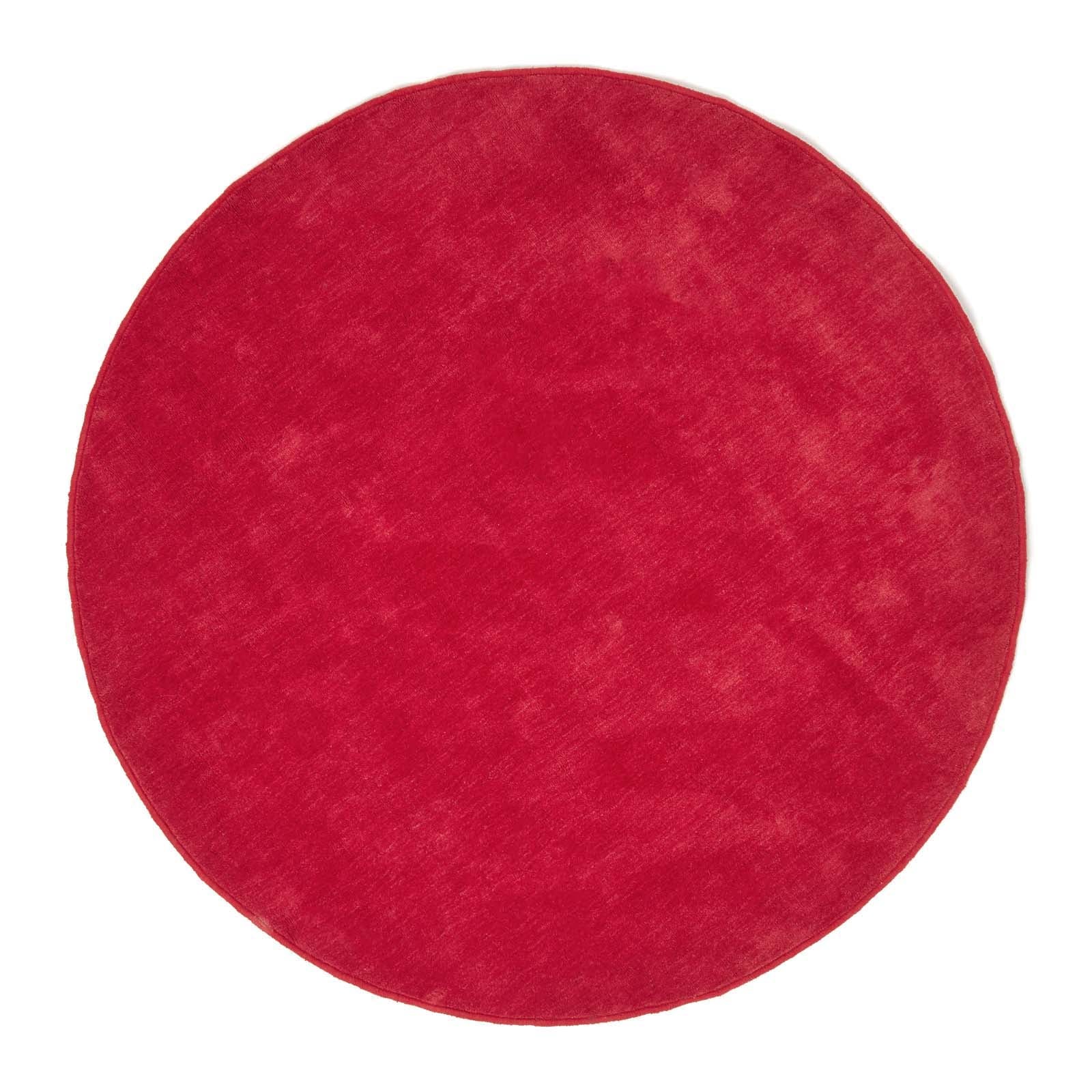 Hand Tufted Plain Cotton Large Round Rug | 150cm | Red