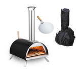 Pizza Oven Built-in Thermometer W/ Rain Cover & Pizza Paddle, Black/silver