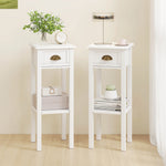 HOMCOM 2-tier Side Tables Set Of 2 With Drawer Shelf For Living Room, White