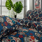 Day Of The Dead Cotton Rich 200 Thread Count Reversible Duvet Cover Set | King | Navy Blue