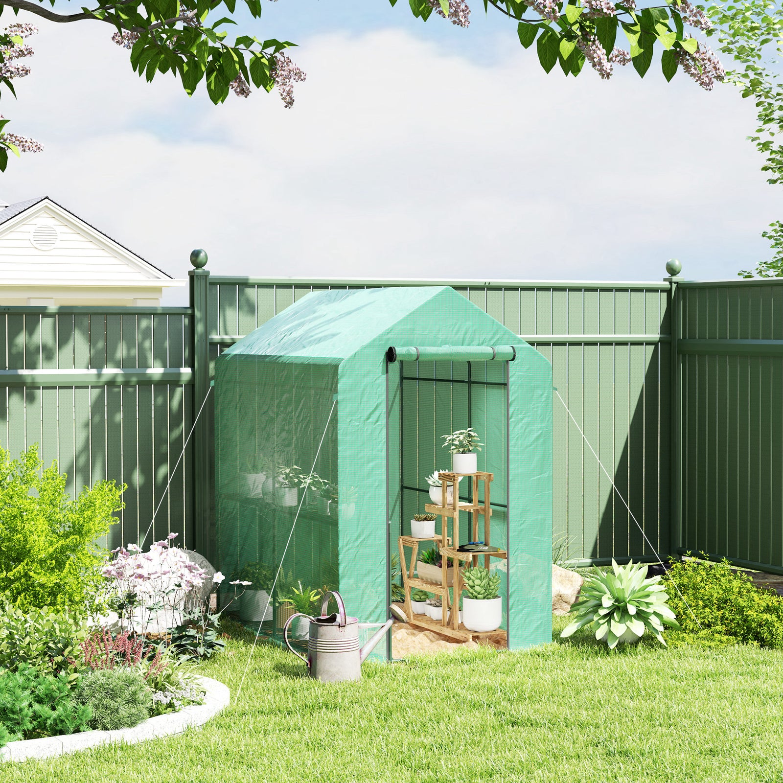 Walk In Greenhouse W/shelves Steeple Grow House