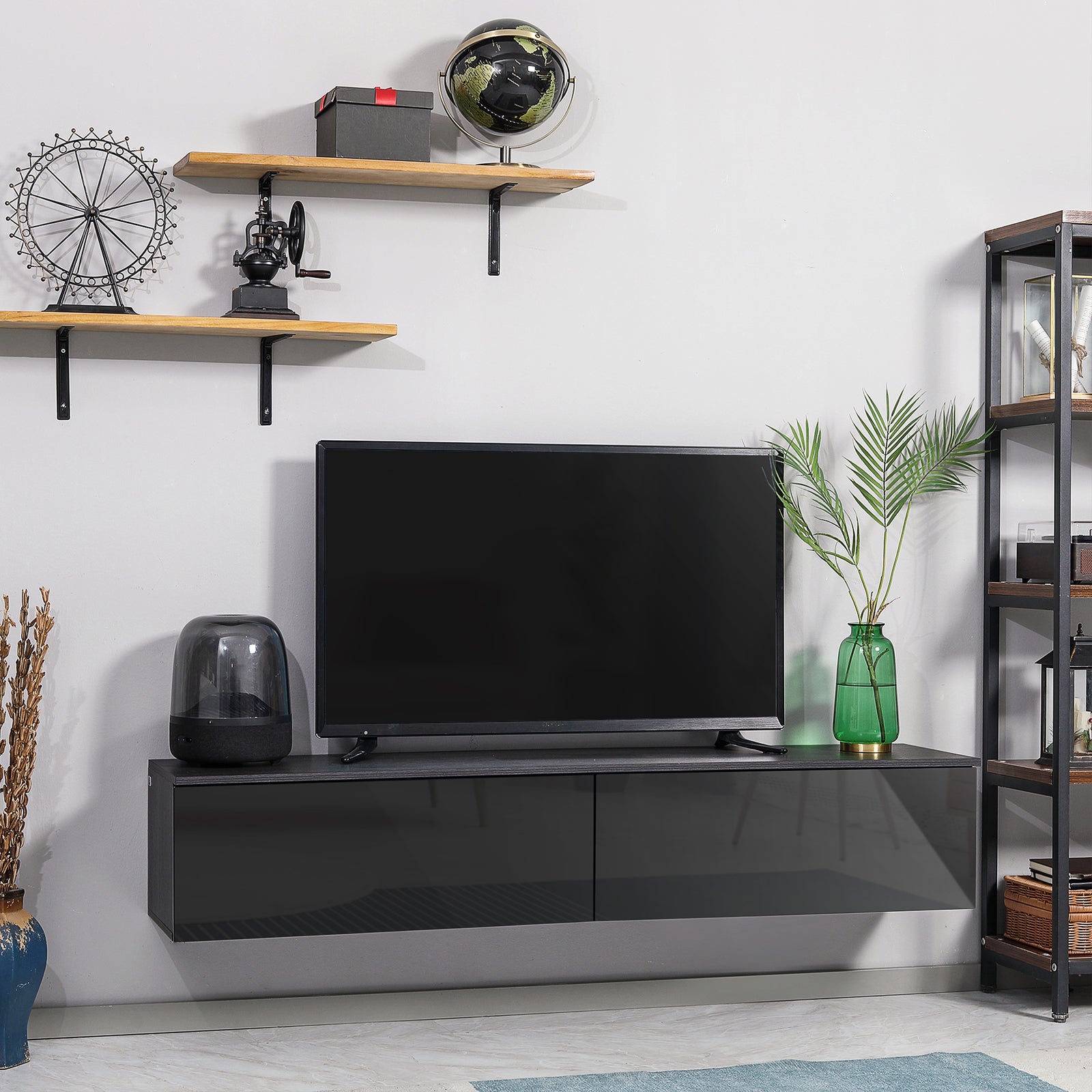Wall Mounted Tv Stand With Storage | Gray