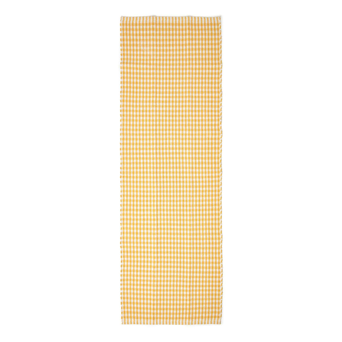 Cotton Gingham Check Rug Hand Woven | 200cm | Yellow