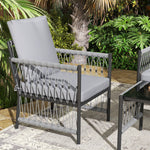 4 Piece Rattan Set, Wicker Conversation Set | Gray