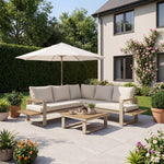 Linden Outdoor Corner Lounge Set And Table | Cream & Beige