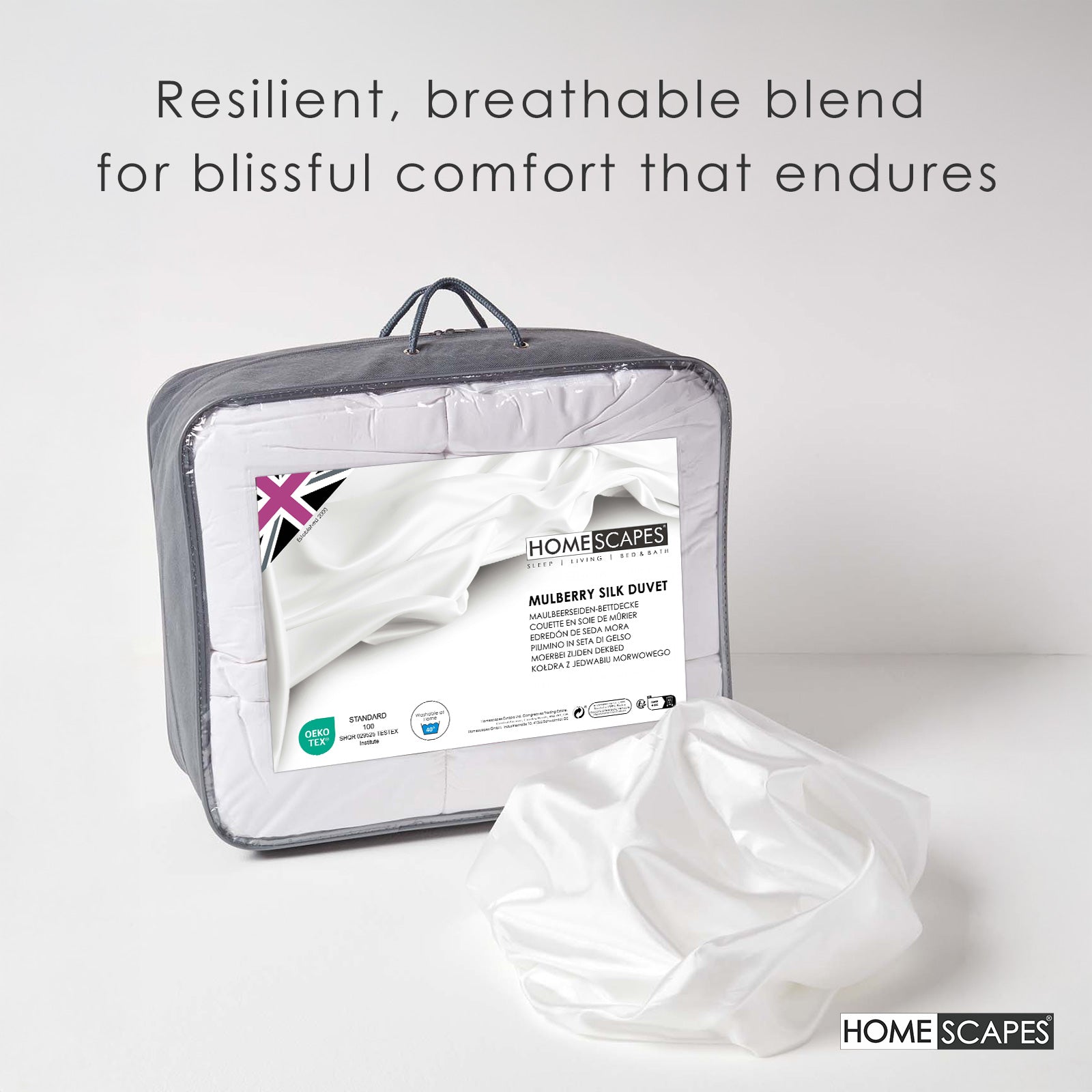 Indulgent Pure Mulberry Silk Blend 4.5 Tog Spring/summer Duvet | King | White