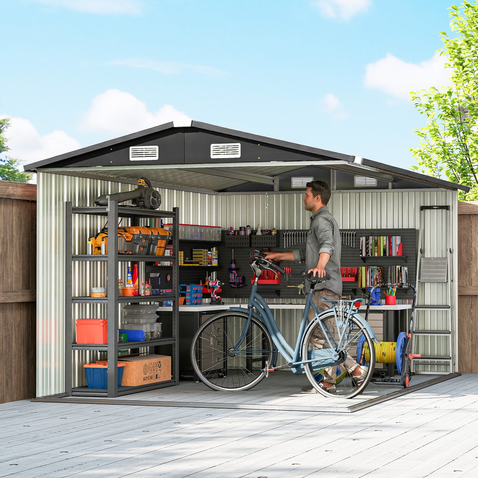 12 X 8 Ft Garden Shed, Outdoor Storage Shed With 4 Vents