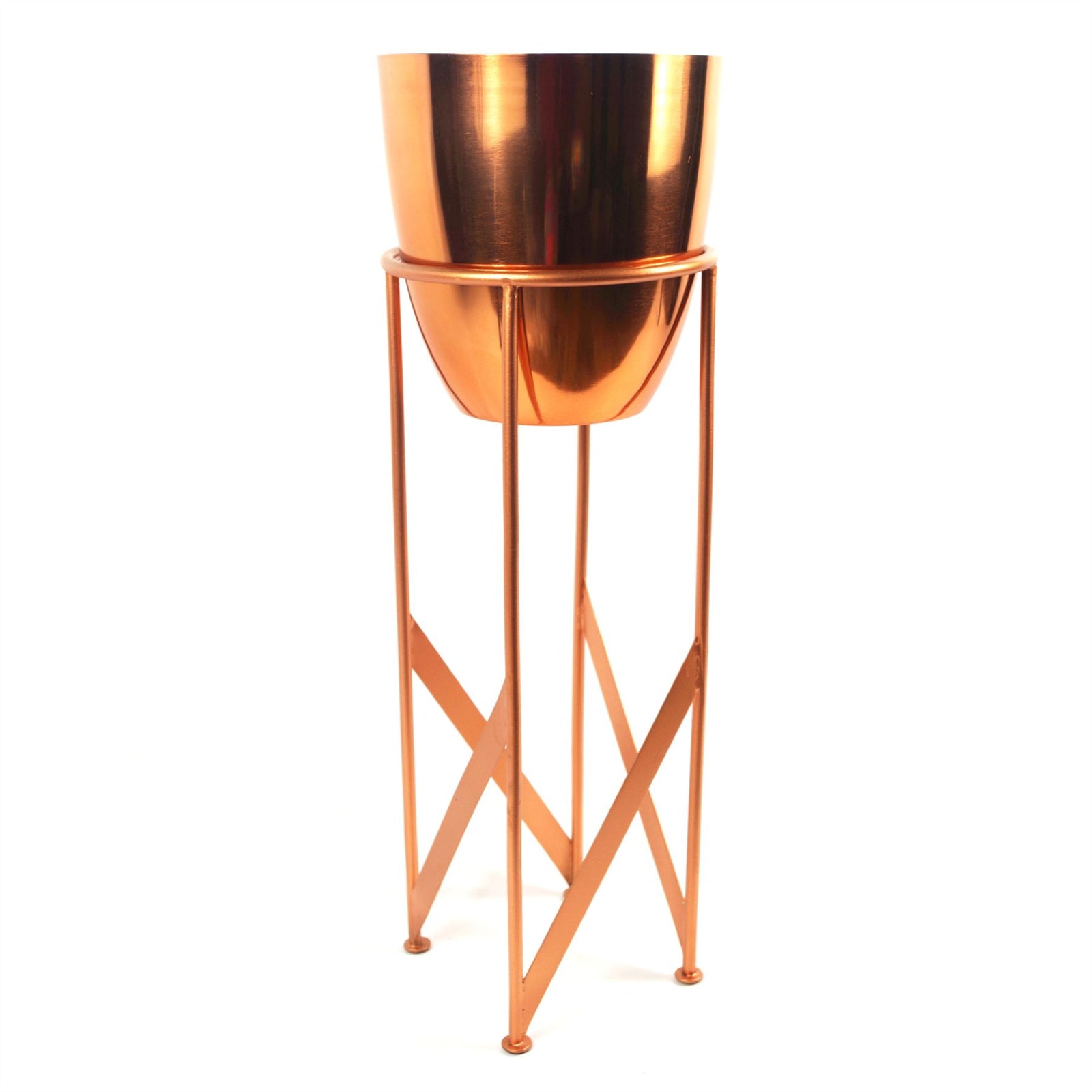 Artificial Yukka Plant Metal Planter Stand 90cm Tall Realistic Premium Botanik | Copper