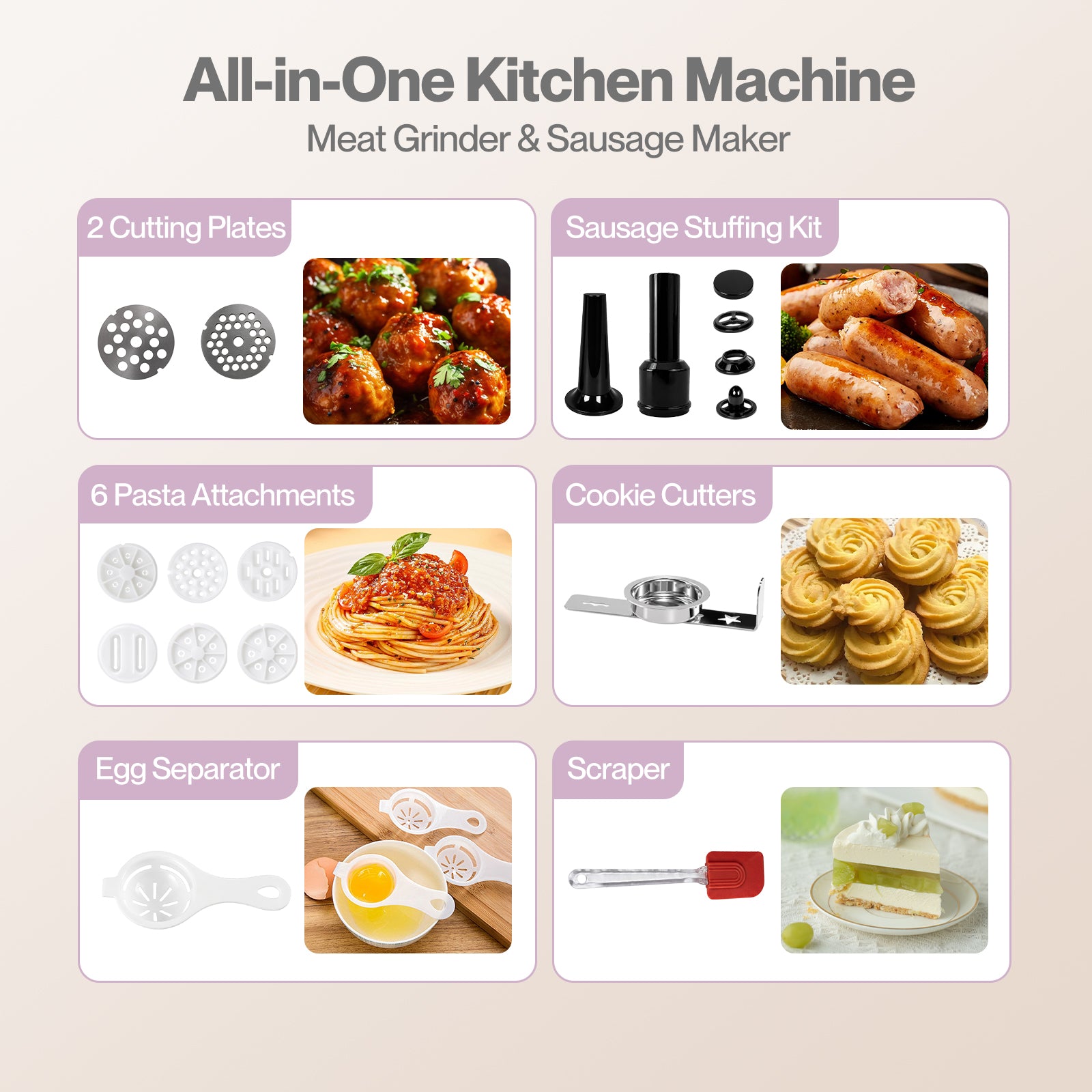 Spector 9 In 1 Stand Mixer 1500w Food Mixer Meat Grinder Kitchen Machine 5.5l