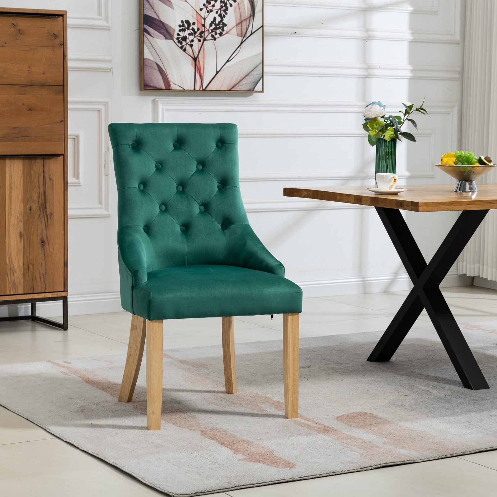 Set Of 2 Ravenna Velvet Dining Chairs | Green