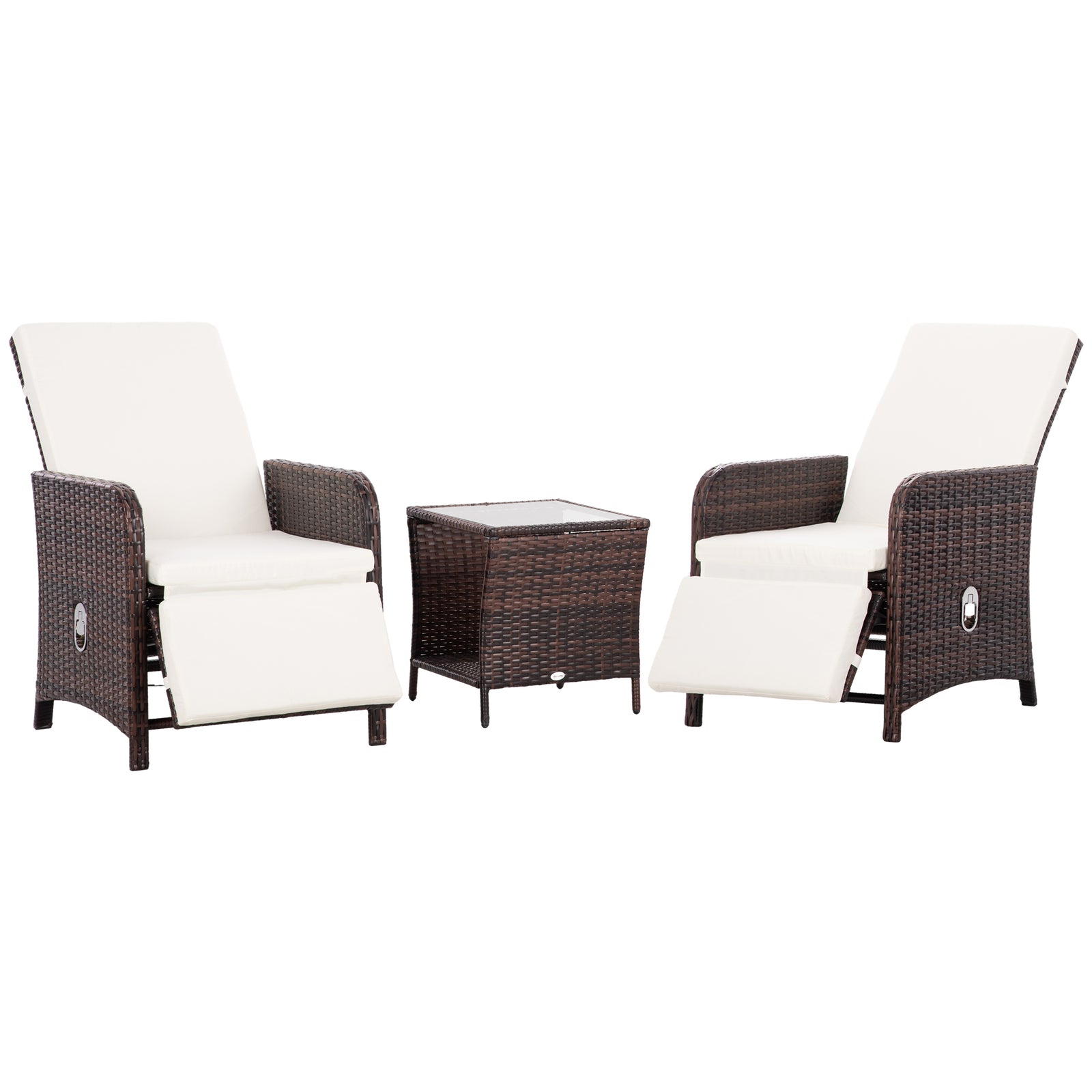 3 Pieces Rattan Bistro Set W/ Adjustable Backrest | Brown