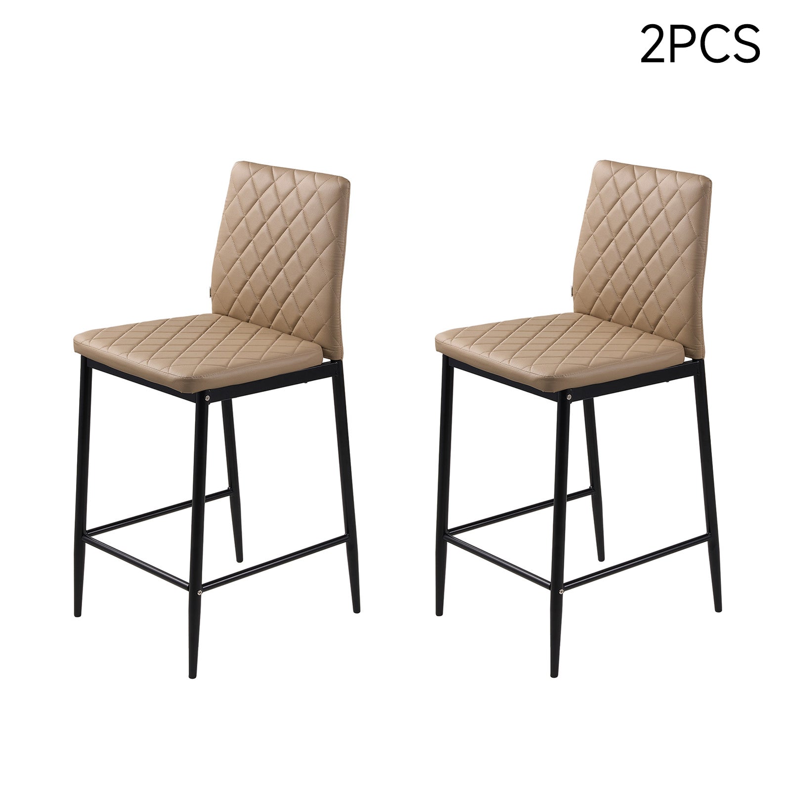 2pcs Upholstered Bar Stools | Camel