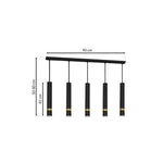 Joker Contemporary Pendant Lamp 5xgu10 Hand Made Cylindrical Style Light | Black & Gold