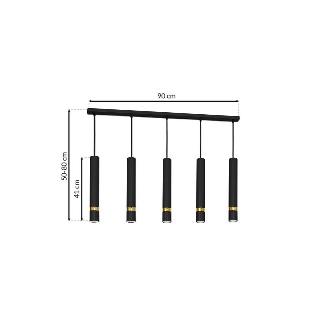 Joker Contemporary Pendant Lamp 5xgu10 Hand Made Cylindrical Style Light | Black & Gold