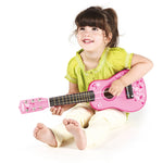 Childrens Wooden Acoustic Guitar - Pink/ Flowers