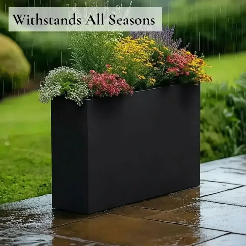 Long Zinc Galvanised Tall Trough Planter | 75cm x 25cm x 90cm | Matte Black