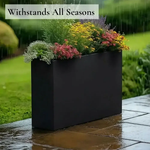 Long Zinc Galvanised Tall Trough Planter | 90cm x 30cm x 60cm | Matte Black