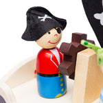 Bigjigs Toys Wooden Mini Pirate Ship Playset, Includes 10 Play Pieces