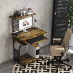 Mobile Desk With Storage Shelves, Industrial