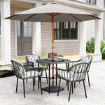 5 Piece Patio Rattan Dining Set, Removable Cushions | Gray