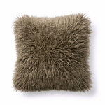 Faux Mongolian Fur Cushion, 40 X 40cm | 40cm x 40cm | Brown