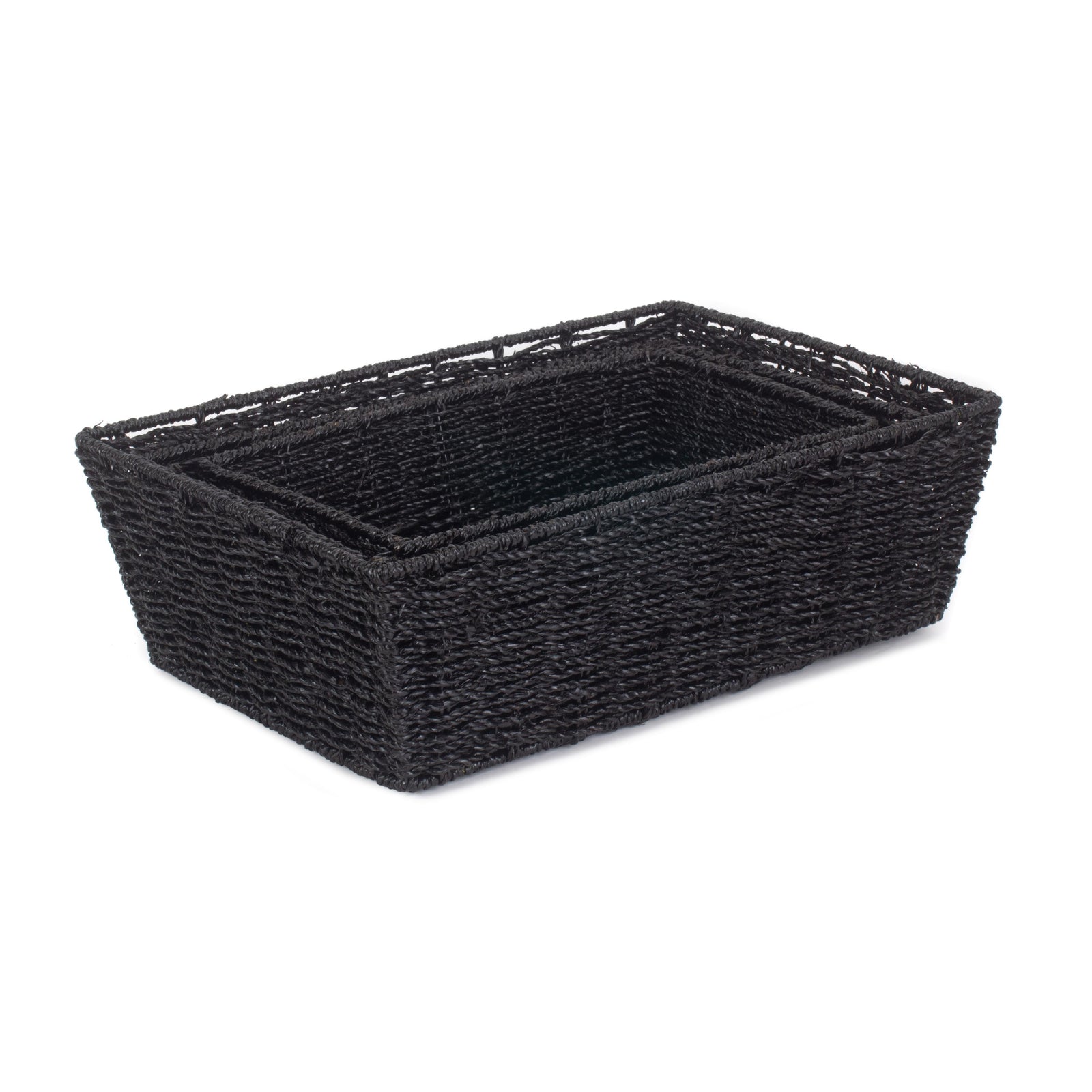 Black Paper Rope Tray | Set-of-3 | Black