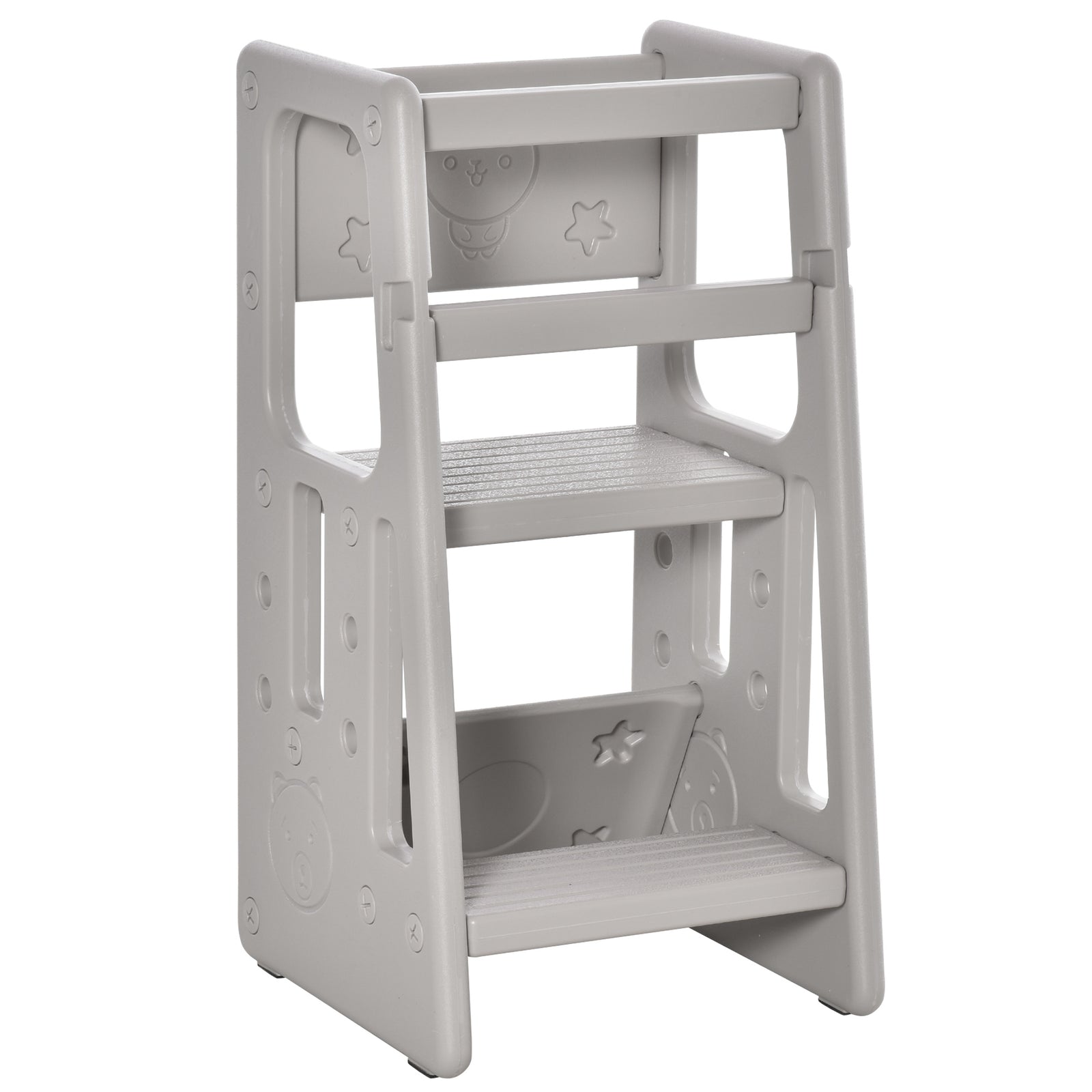 Step Stool, Adjustable Standing Platform, Toddler Kitchen Stool | Grey