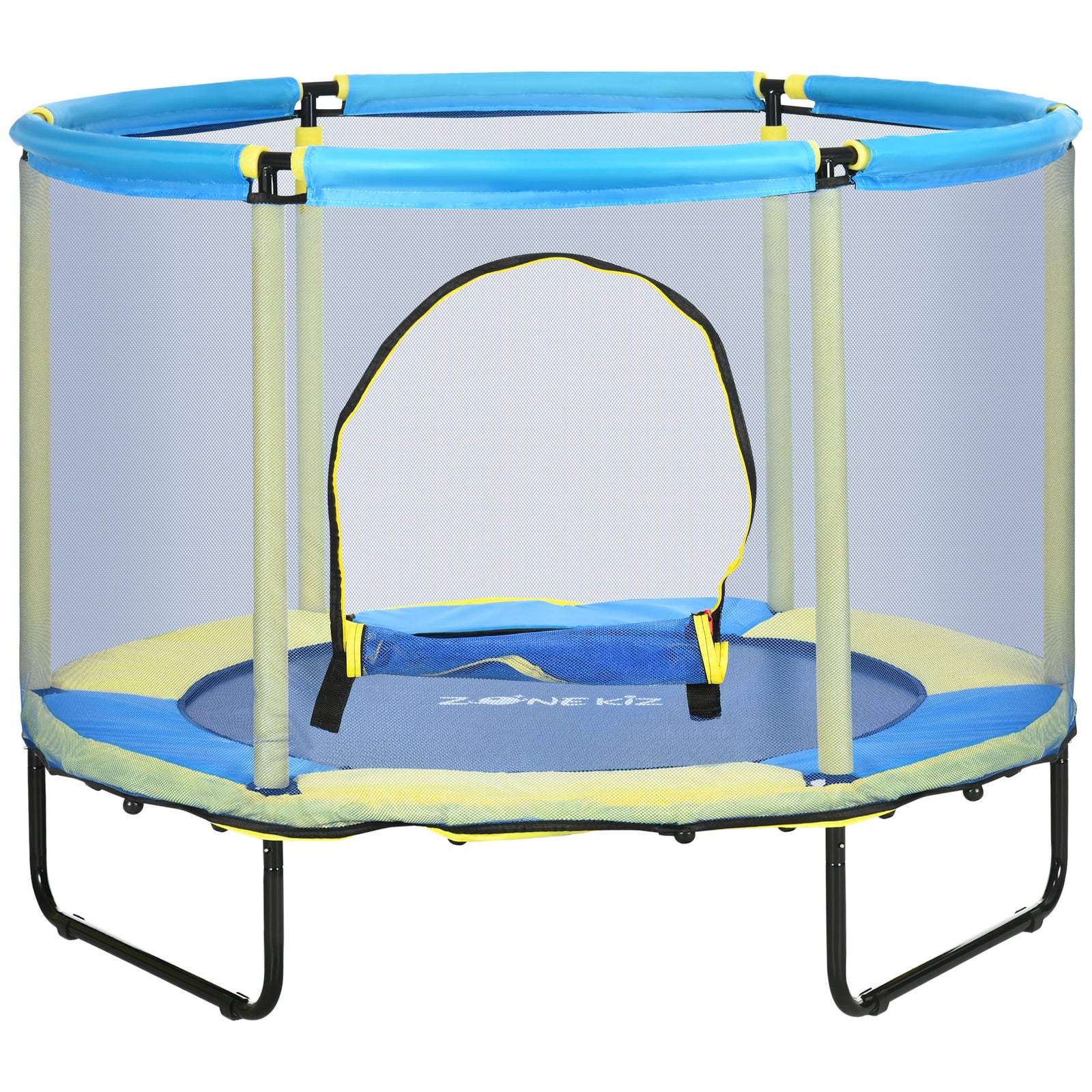 55" Kids Trampoline With Enclosure Net For Toddler 1-6 Years Blue